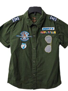 Disney Store Planes Dusty Shirt 5 6 Boy Crophopper Airplane Green Pilot Aviator